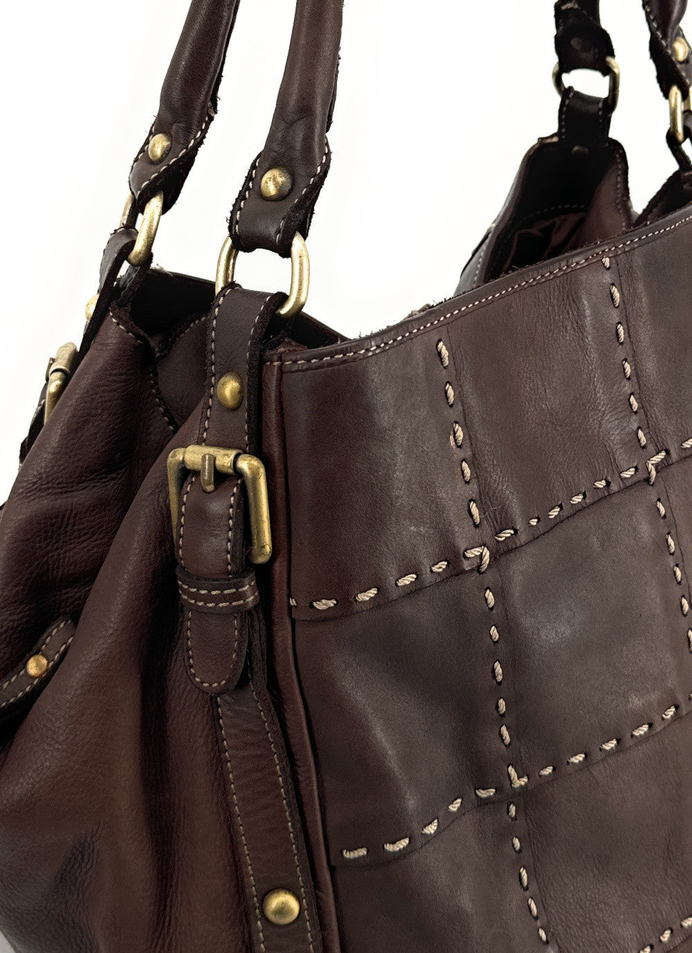 Sac à main en cuir vintage SHELLEY Chocolat