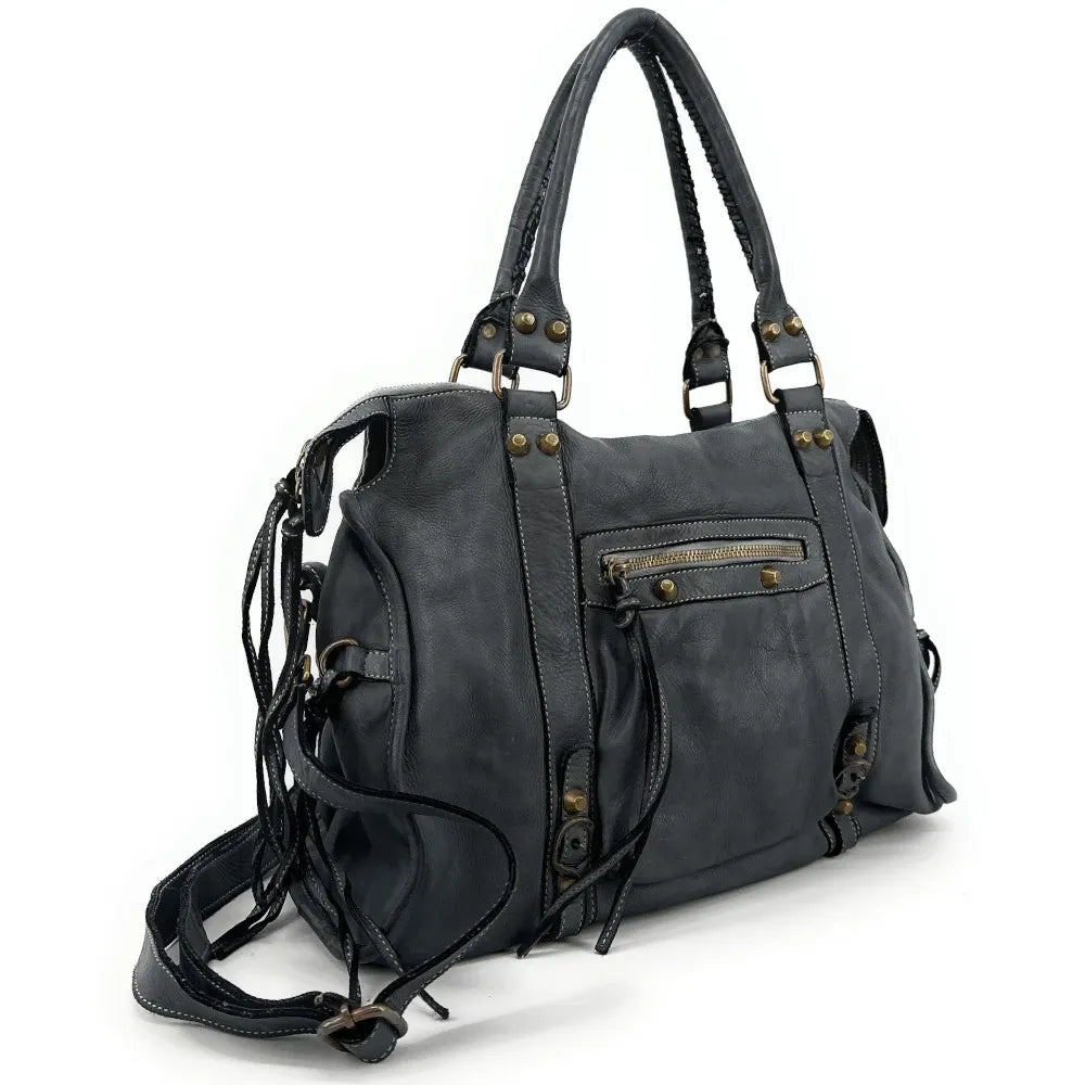 Sac à main porté épaule en cuir vintage STORM ROCK Iron