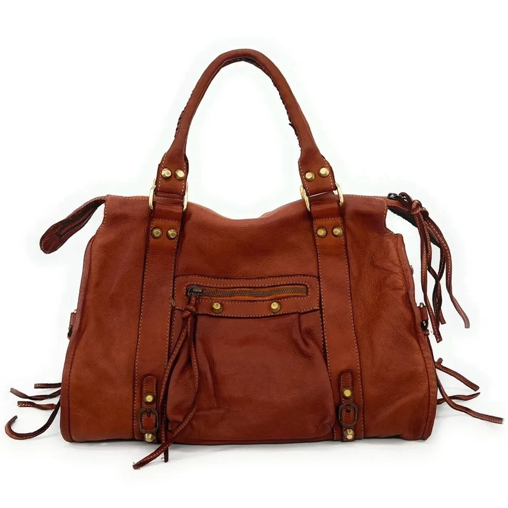 Sac à main porté épaule en cuir vintage STORM ROCK Bourbon