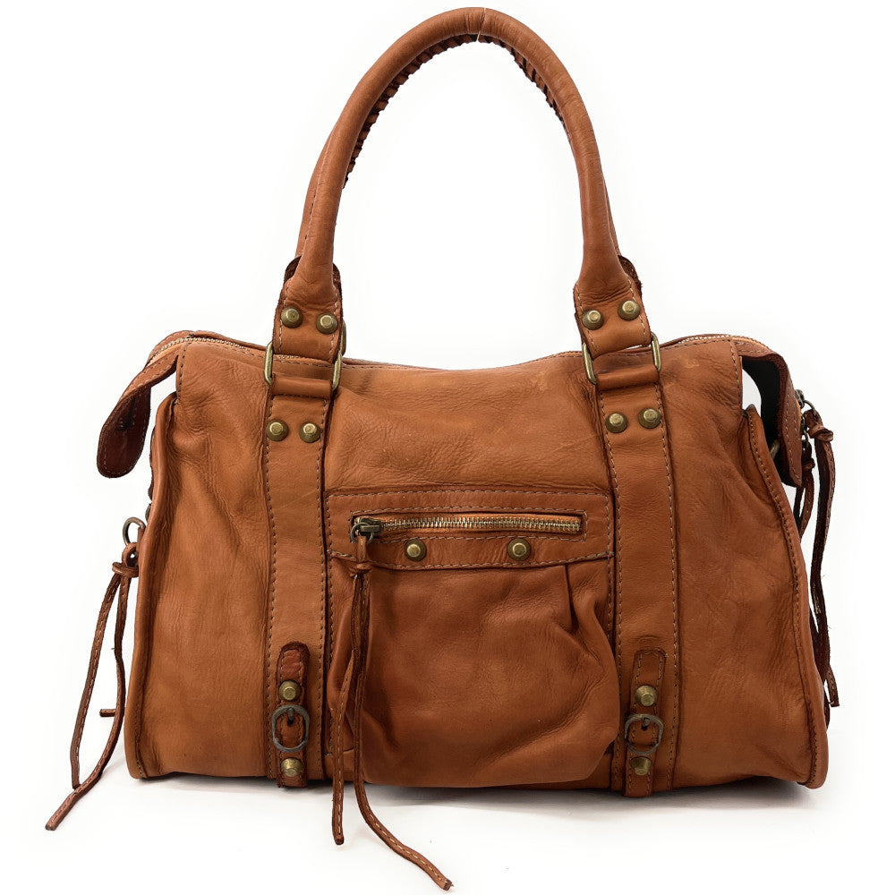 Sac à main porté épaule en cuir vintage STORM ROCK Amber rock