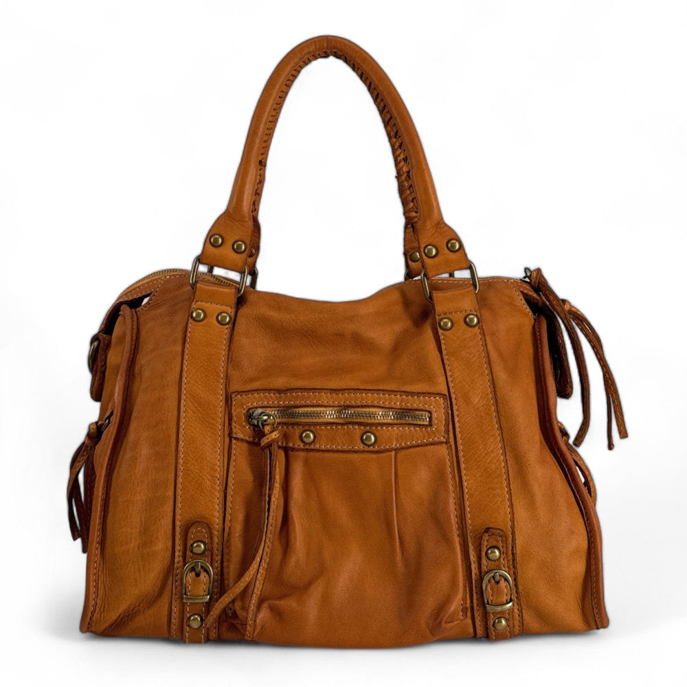 Sac à main en cuir vintage STORM URBAN 13 Camel