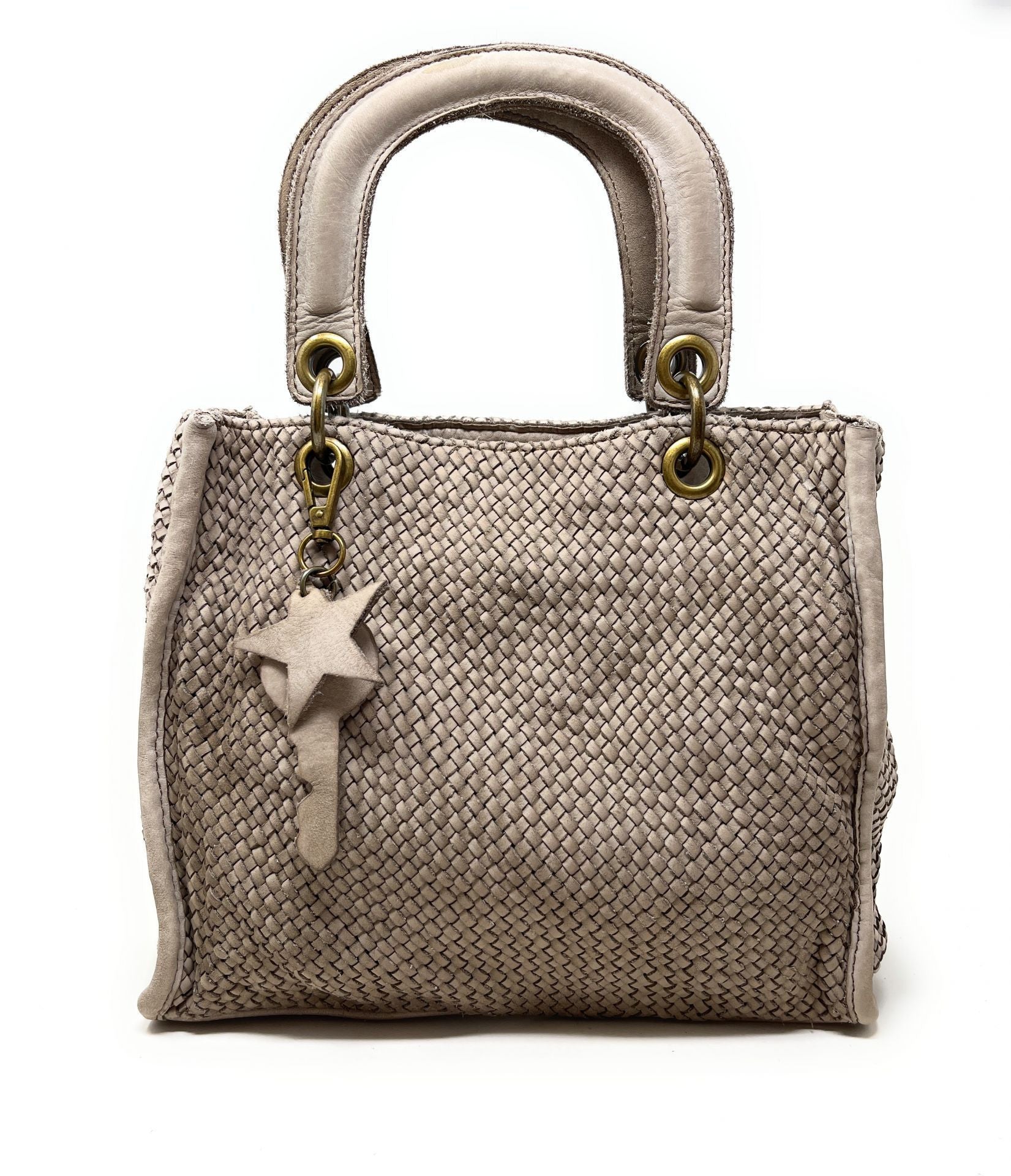 Sac à main en cuir vintage MISS CLEO Taupe