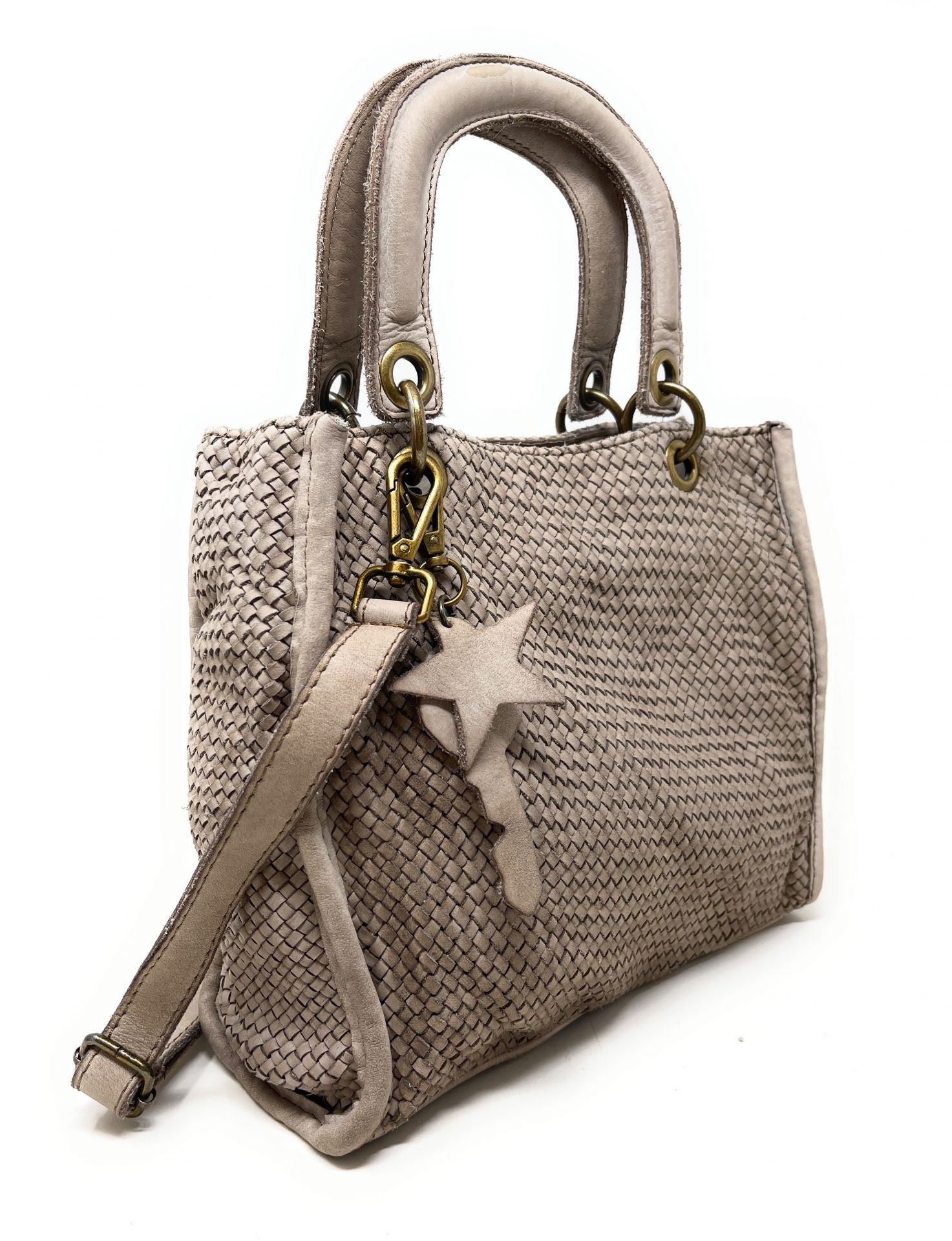 Sac à main en cuir vintage MISS CLEO Taupe