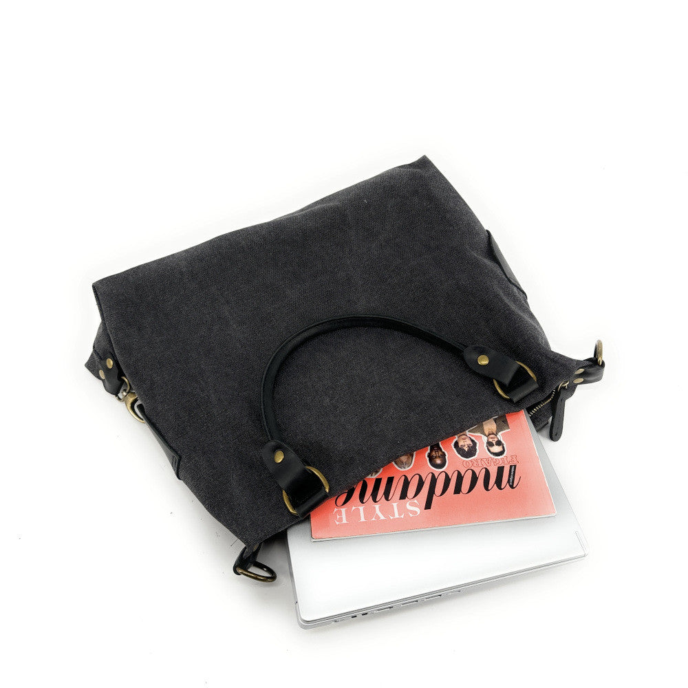Sac besace en toile et cuir BESACE U.S. Noir
