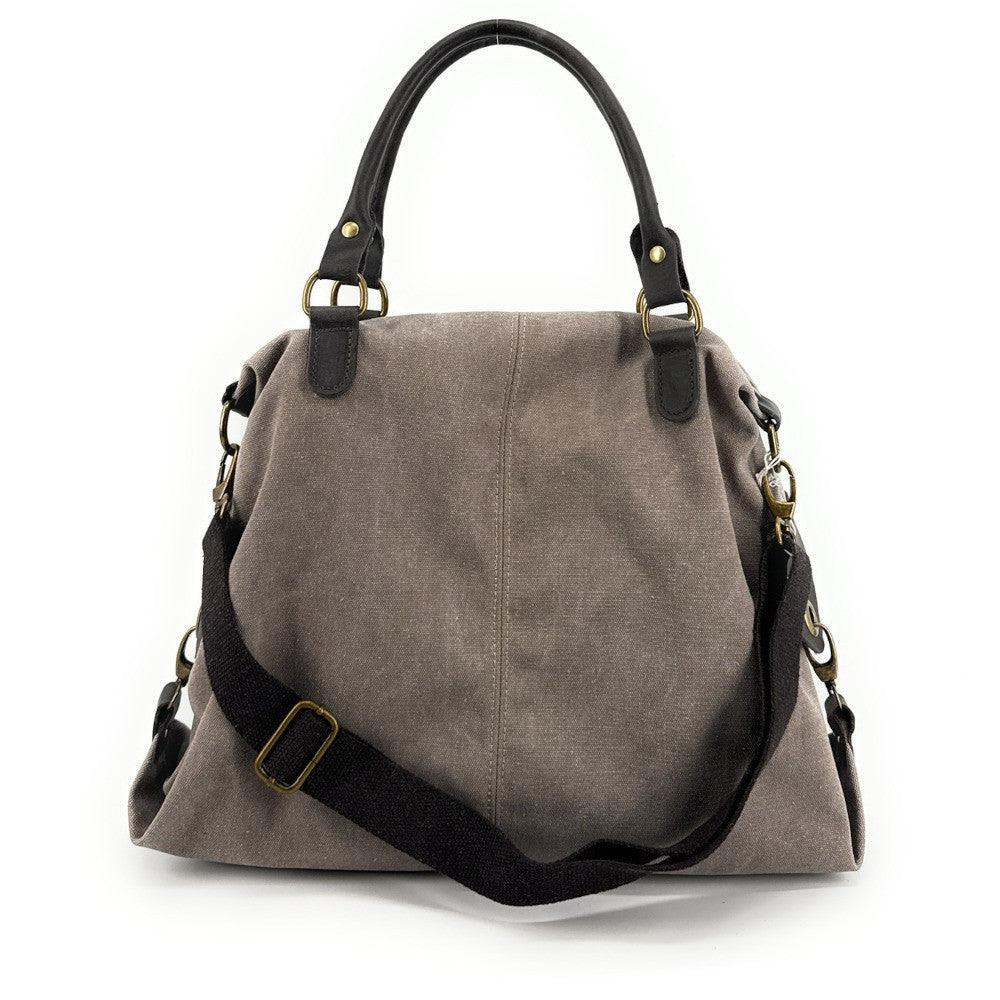 Sac besace en toile et cuir BESACE U.S. Taupe
