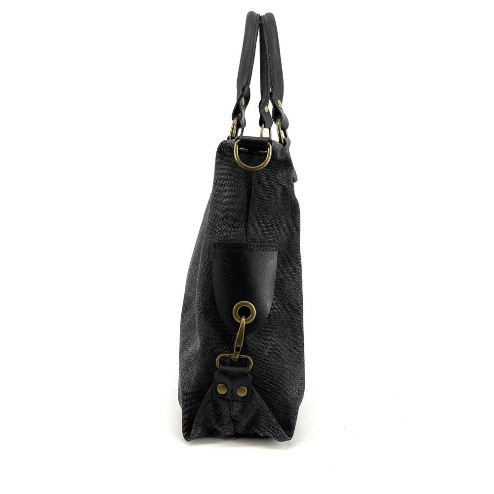 Sac besace en toile et cuir BESACE U.S. Noir