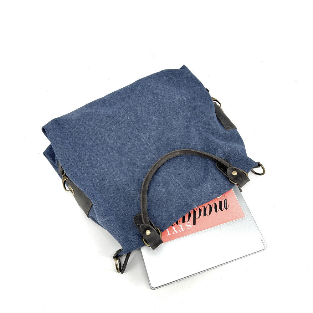 Sac besace en toile et cuir BESACE U.S. Bleu denim
