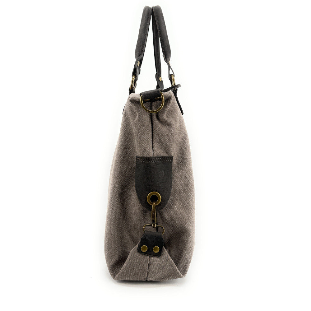 Sac besace en toile et cuir BESACE U.S. Taupe