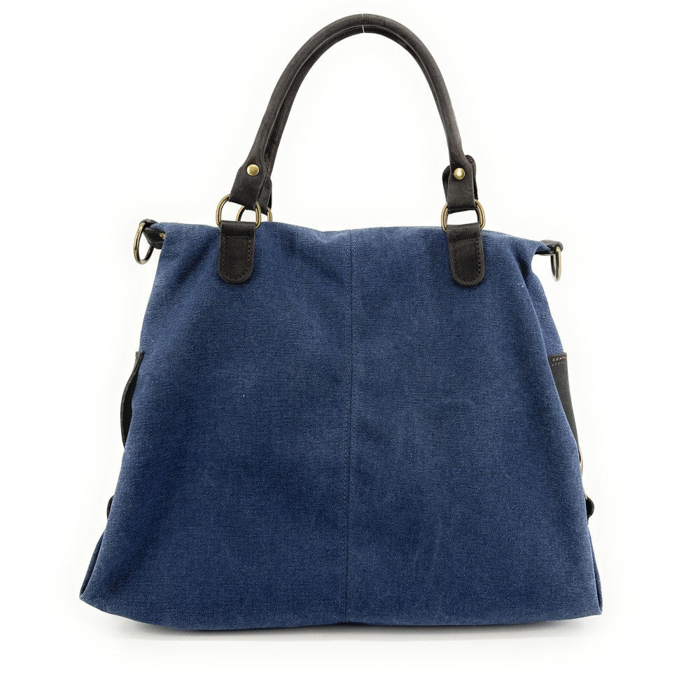Sac besace en toile et cuir BESACE U.S. Bleu denim