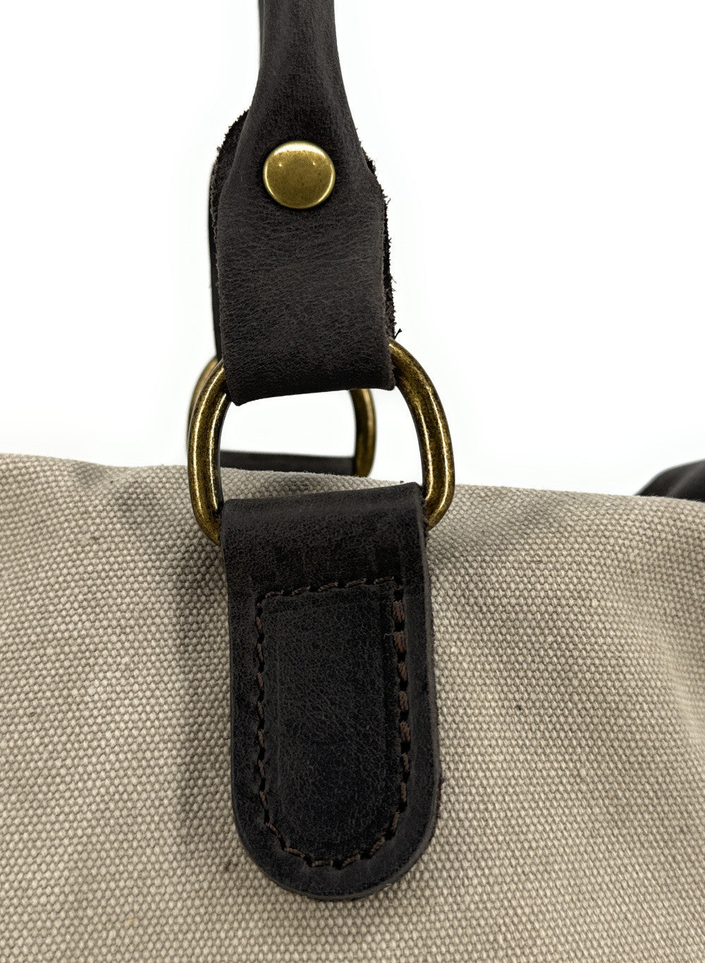 Sac besace en toile et cuir BESACE U.S. Taupe clair
