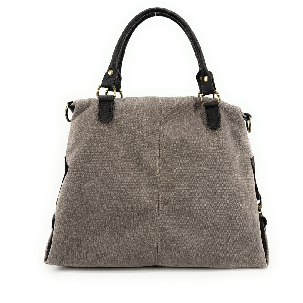 Sac besace en toile et cuir BESACE U.S. Taupe