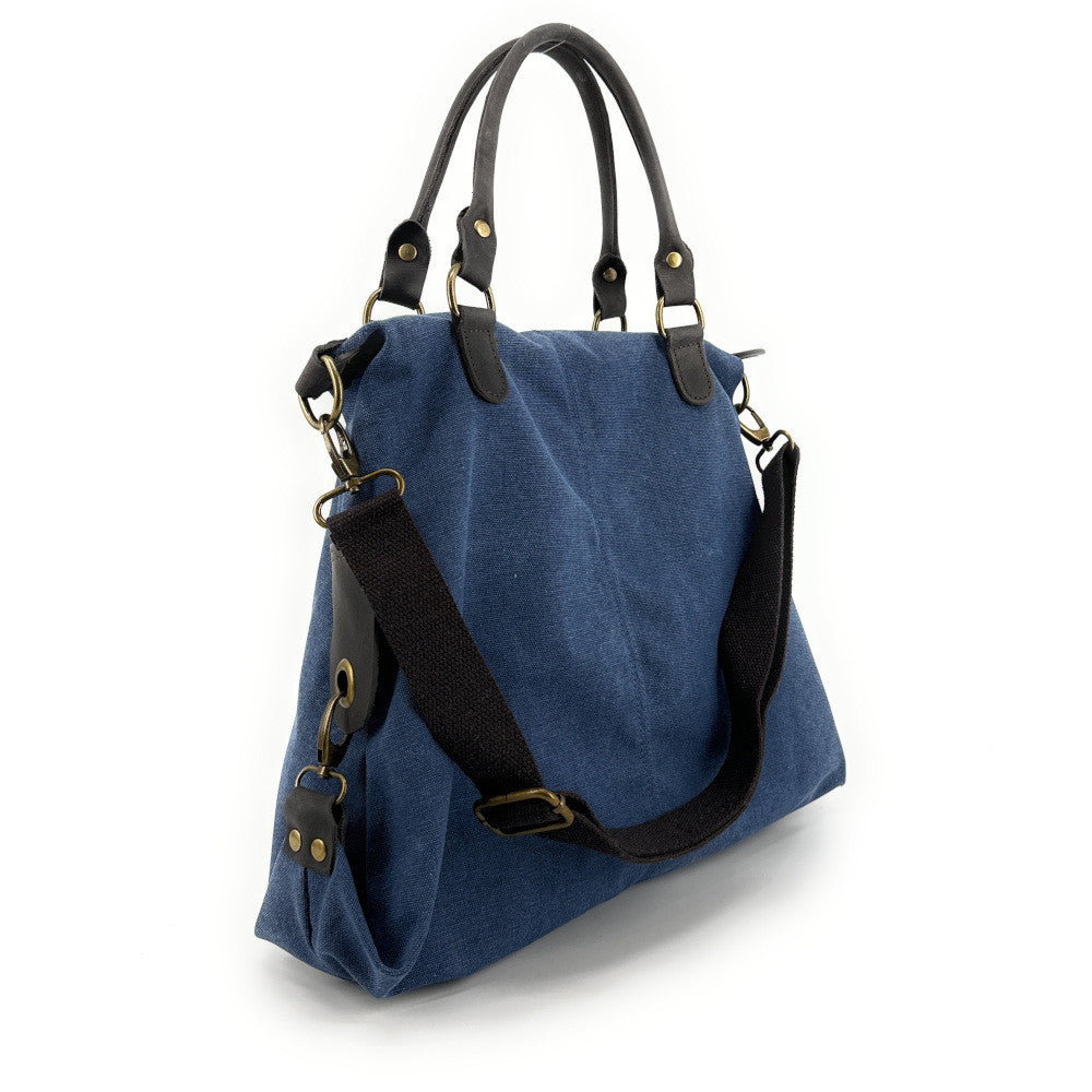 Sac besace en toile et cuir BESACE U.S. Bleu denim