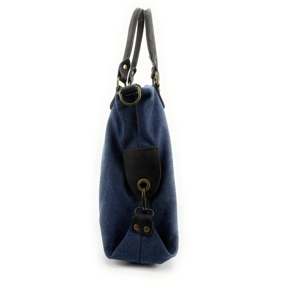 Sac besace en toile et cuir BESACE U.S. Bleu denim