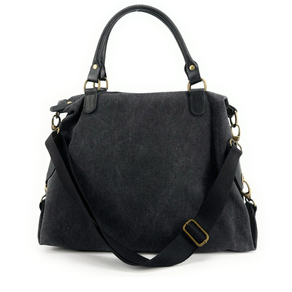 Sac besace en toile et cuir BESACE U.S. Noir