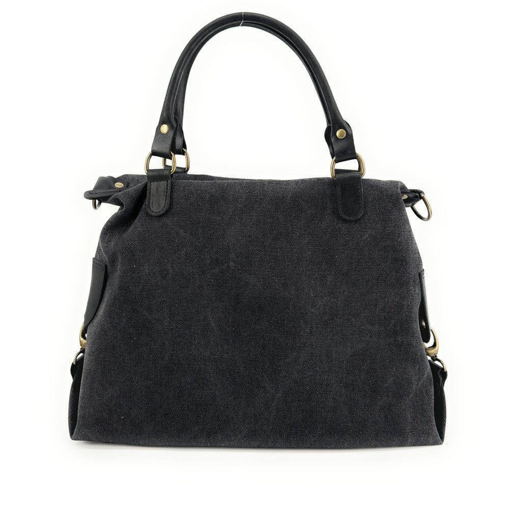 Sac besace en toile et cuir BESACE U.S. Noir