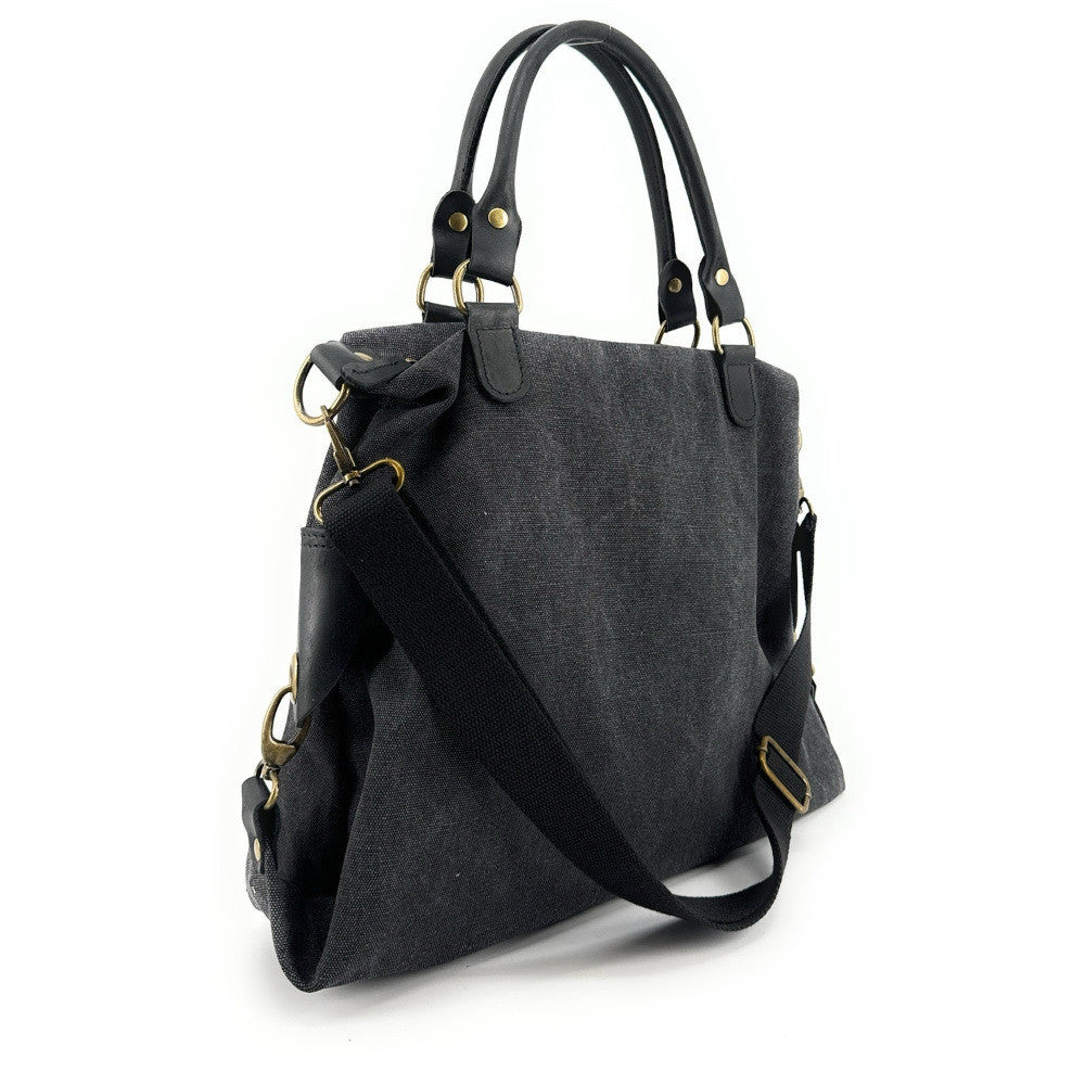 Sac besace en toile et cuir BESACE U.S. Noir