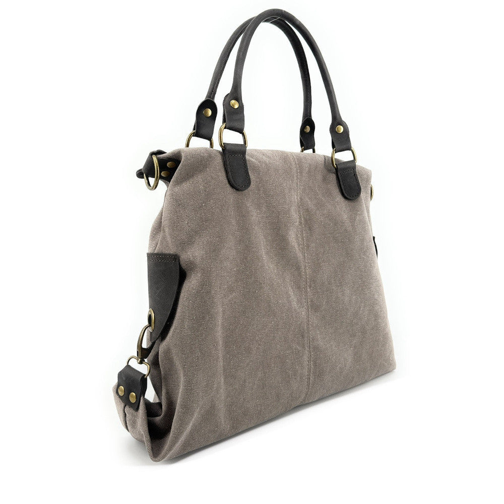 Sac besace en toile et cuir BESACE U.S. Taupe