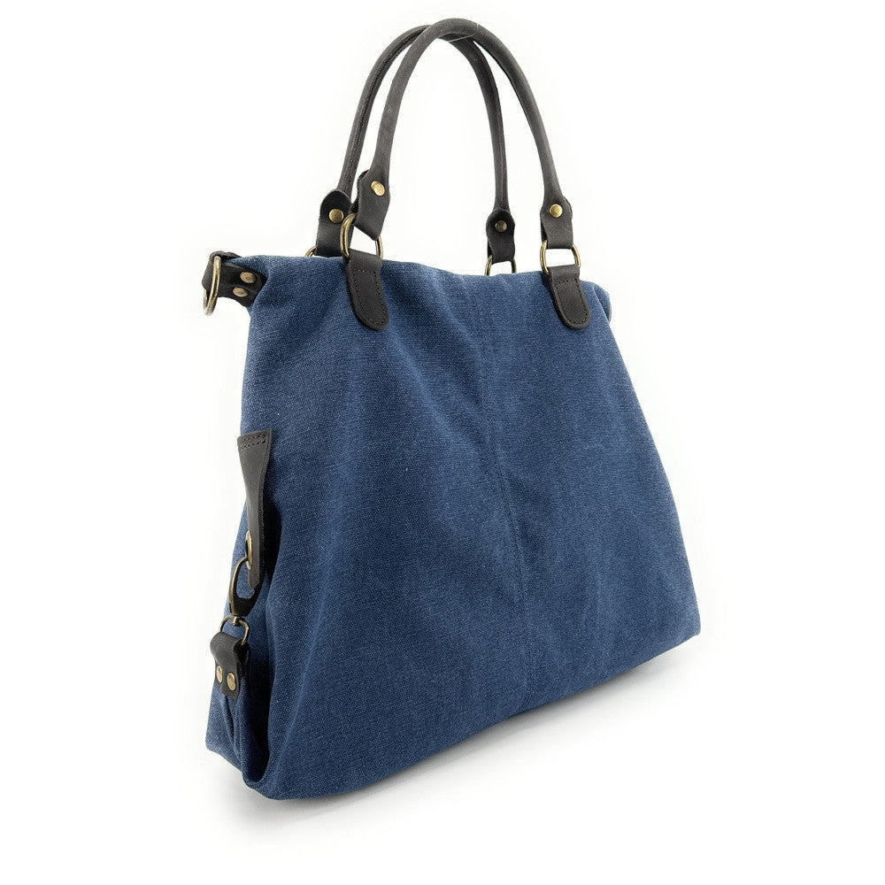 Sac besace en toile et cuir BESACE U.S. Bleu denim