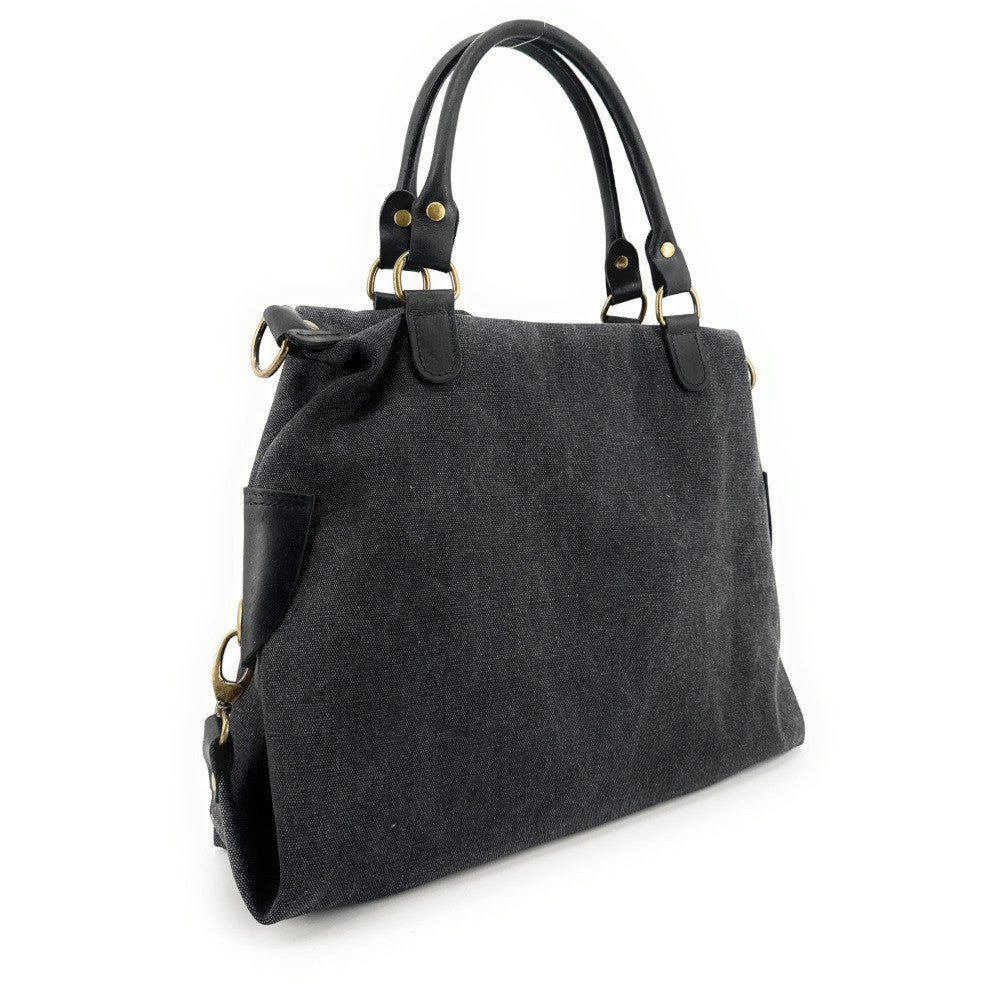 Sac besace en toile et cuir BESACE U.S. Noir