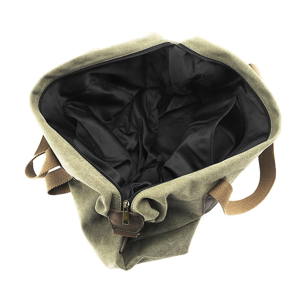 Sac week-end en toile et cuir brut HAO Vert intense