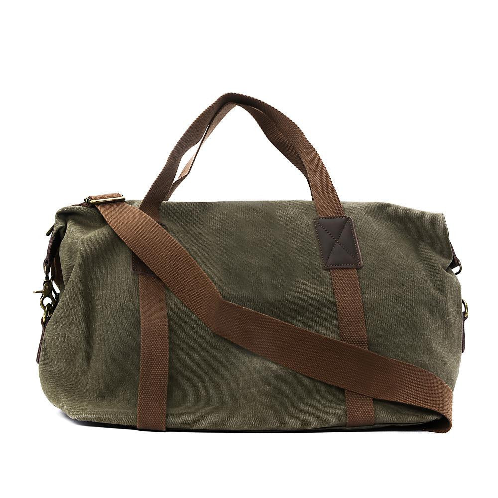 Sac week-end en toile et cuir brut HAO Vert intense