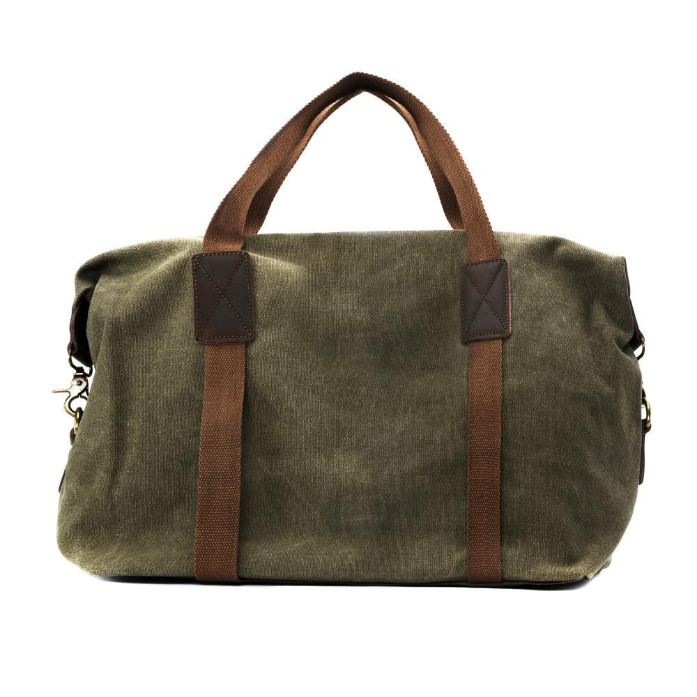 Sac week-end en toile et cuir brut HAO Vert intense