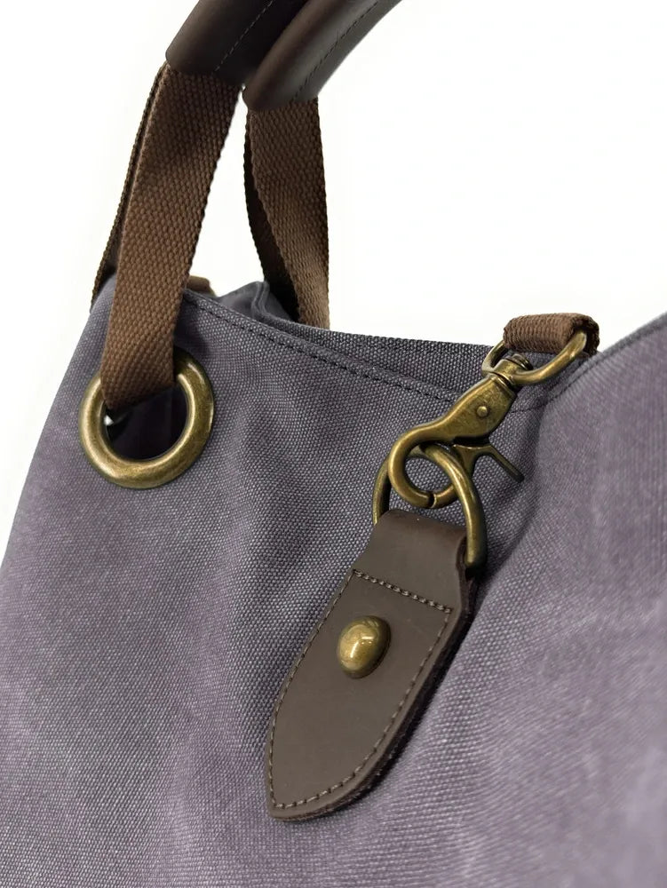 Sac week-end multipositions en toile et cuir PINIPEL Gris pigeon