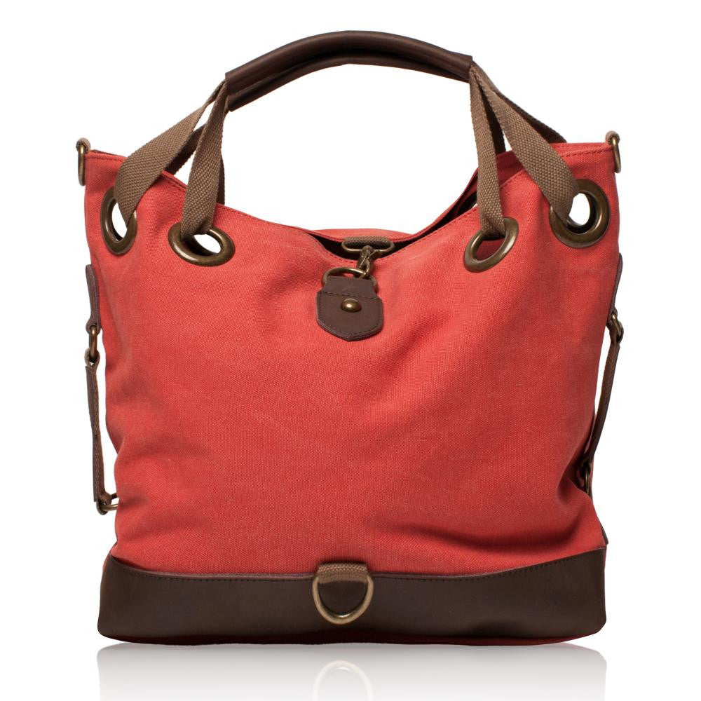 Sac week-end multipositions en toile et cuir PINIPEL Rose corail