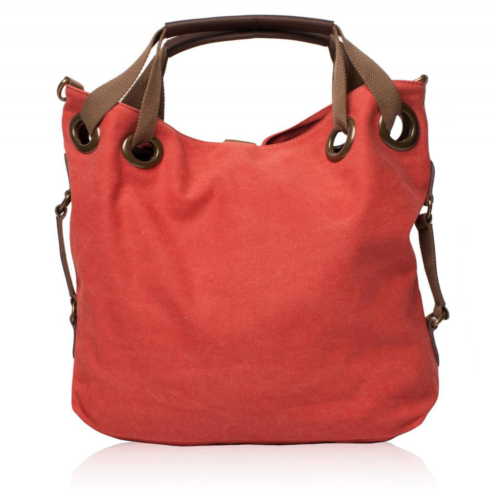 Sac week-end multipositions en toile et cuir PINIPEL Rose corail