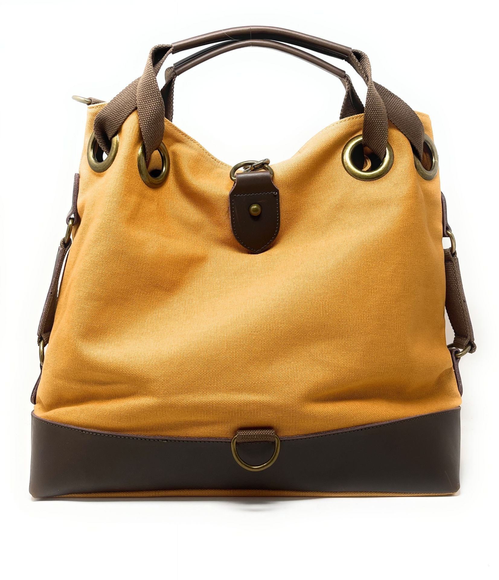 Sac week-end multipositions en toile et cuir PINIPEL Jaune tournesol