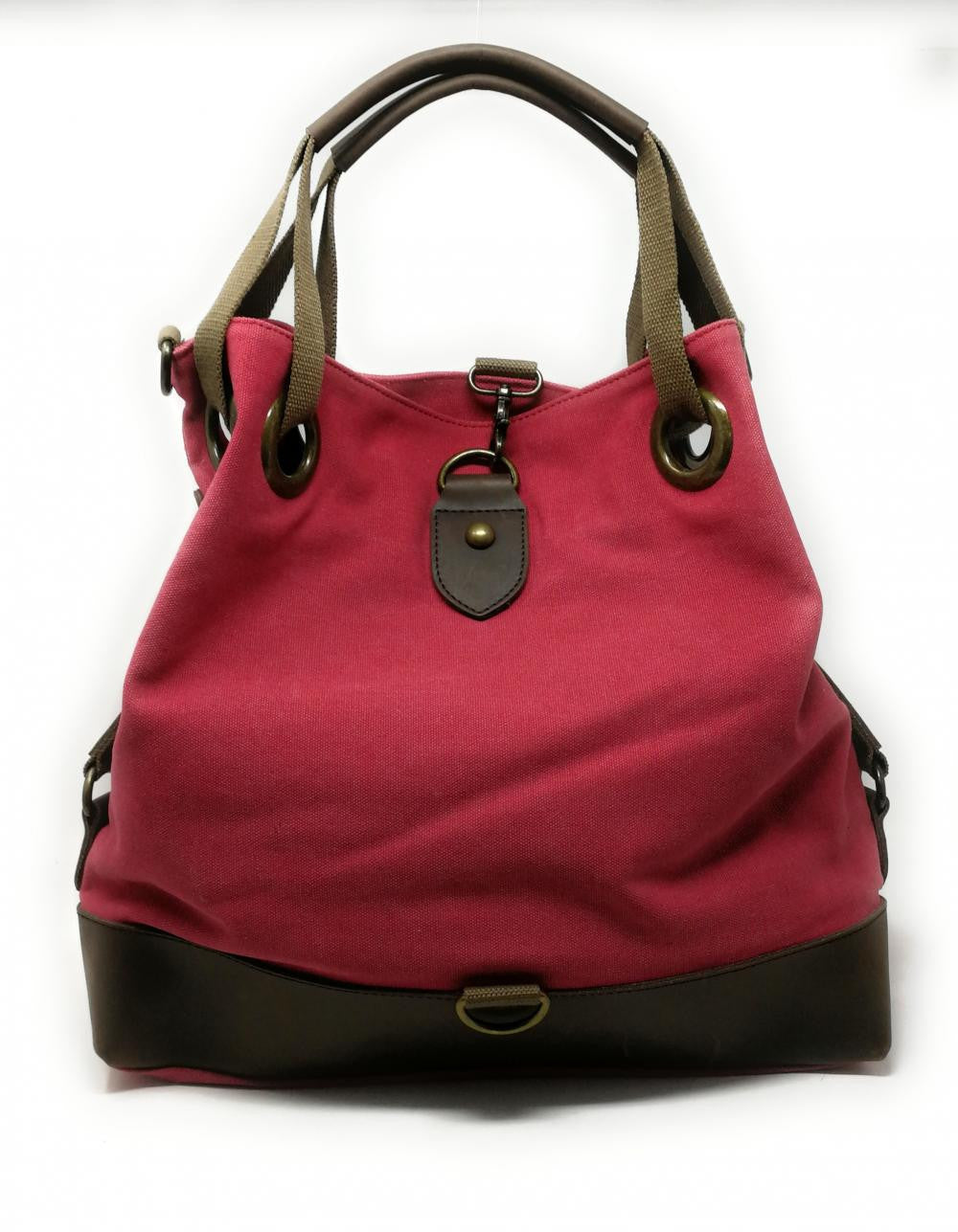 Sac week-end multipositions en toile et cuir PINIPEL Rose fuchsia