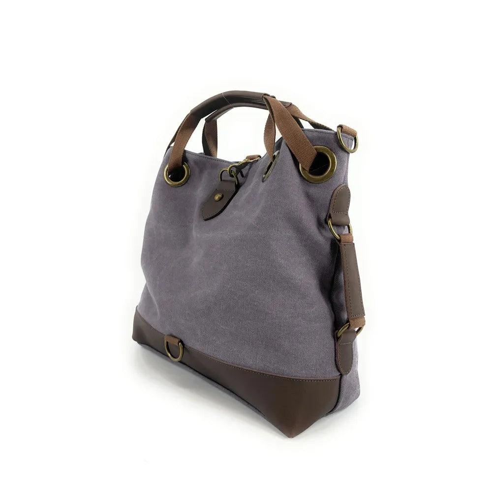 Sac week-end multipositions en toile et cuir PINIPEL Gris pigeon