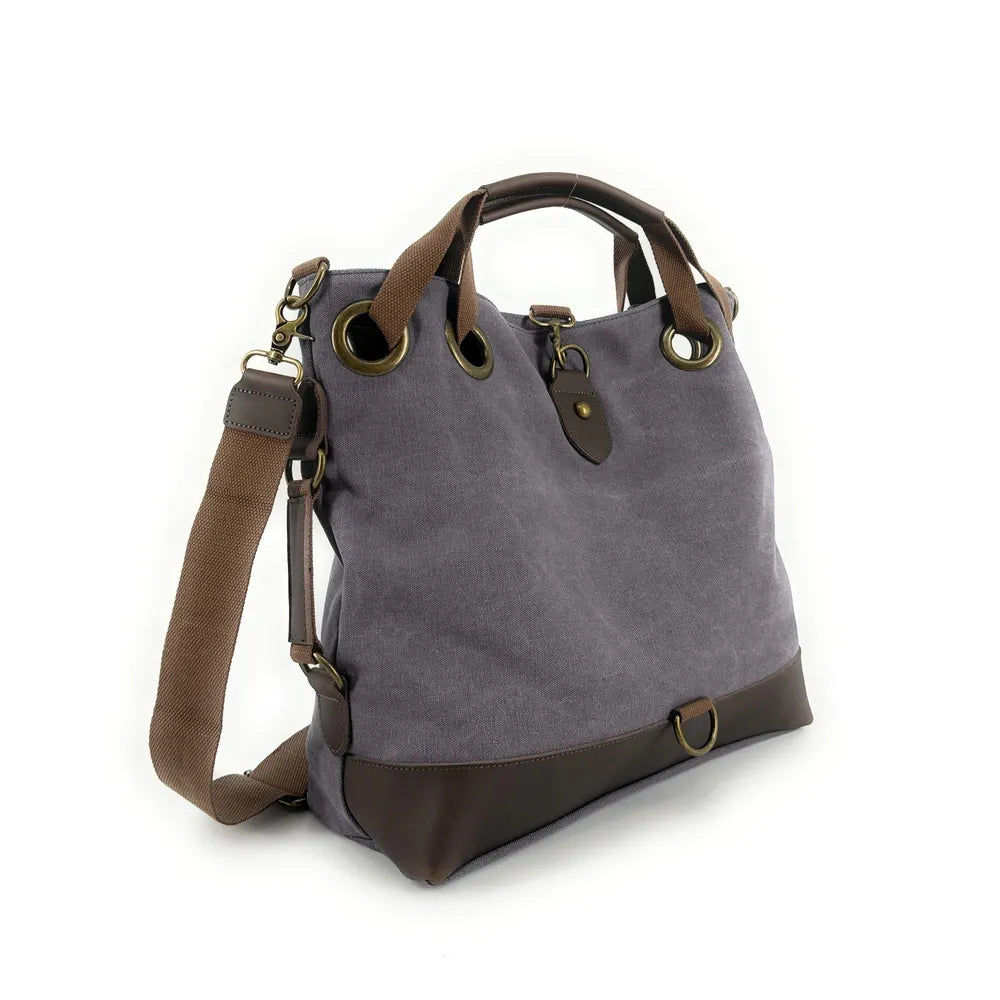 Sac week-end multipositions en toile et cuir PINIPEL Gris pigeon