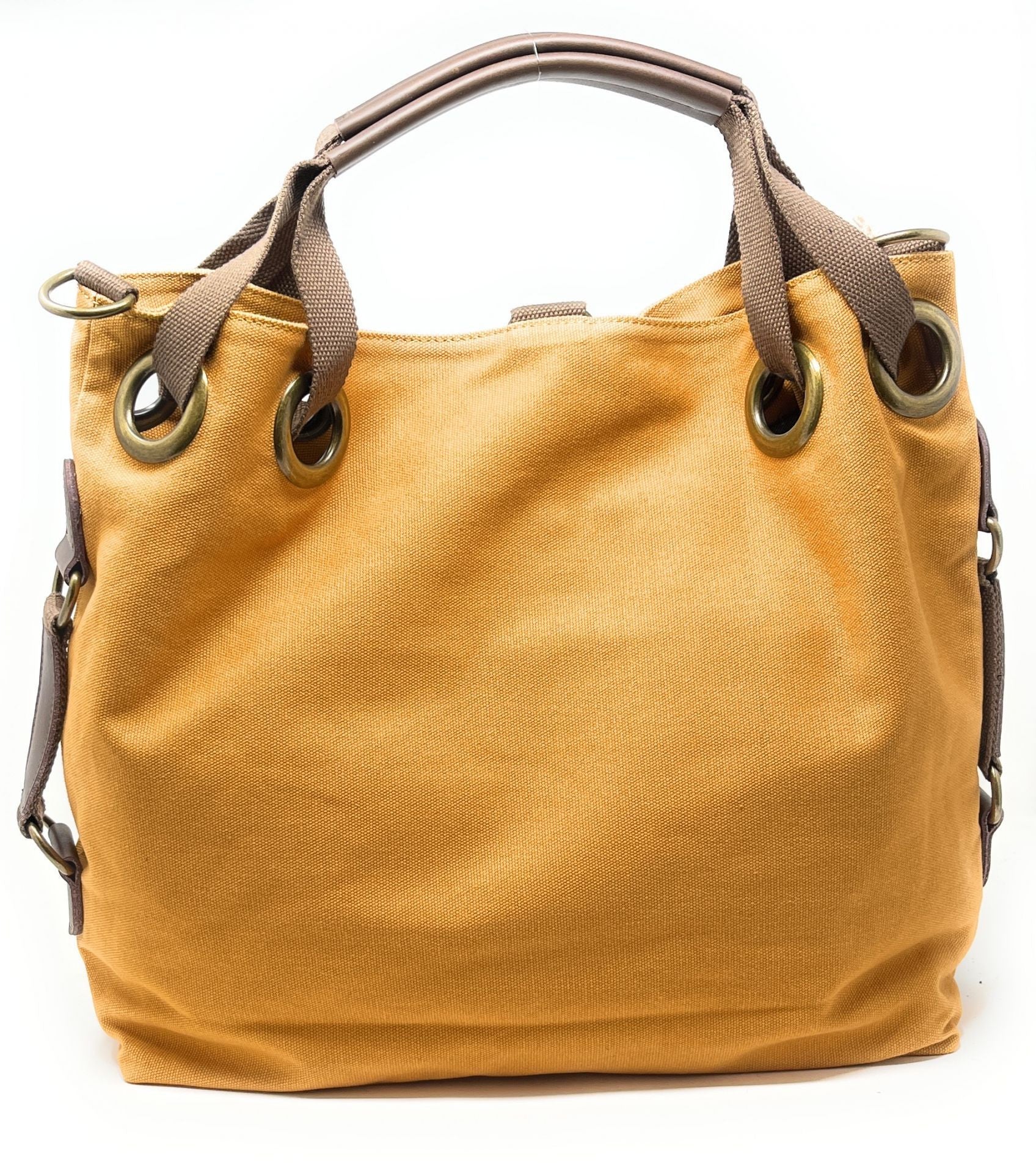 Sac week-end multipositions en toile et cuir PINIPEL Jaune tournesol