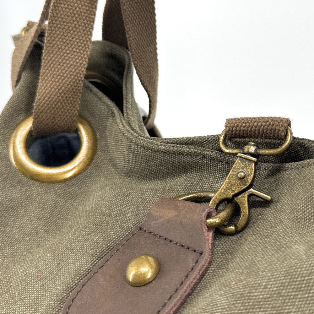 Sac week-end multipositions en toile et cuir PINIPEL Kaki