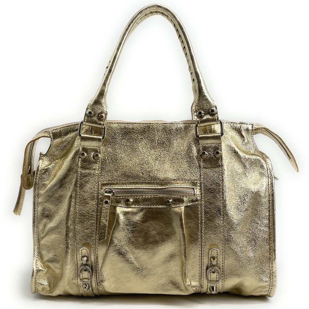 Sac à main et bandoulière en cuir métallisé SANDSTORM Or Or