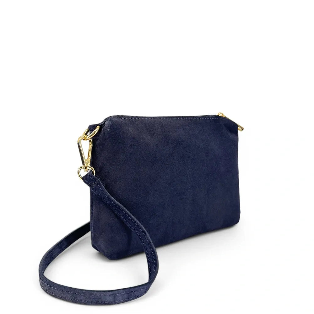 Sac à main en croûte de cuir CHARLOTTE Bleu marine