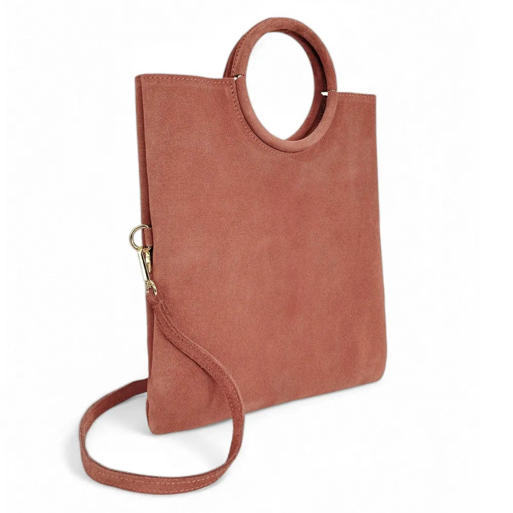 Sac à main en croûte de cuir CHARLOTTE Mocha mousse