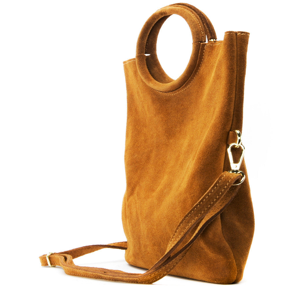 Sac à main en croûte de cuir CHARLOTTE Cognac foncé
