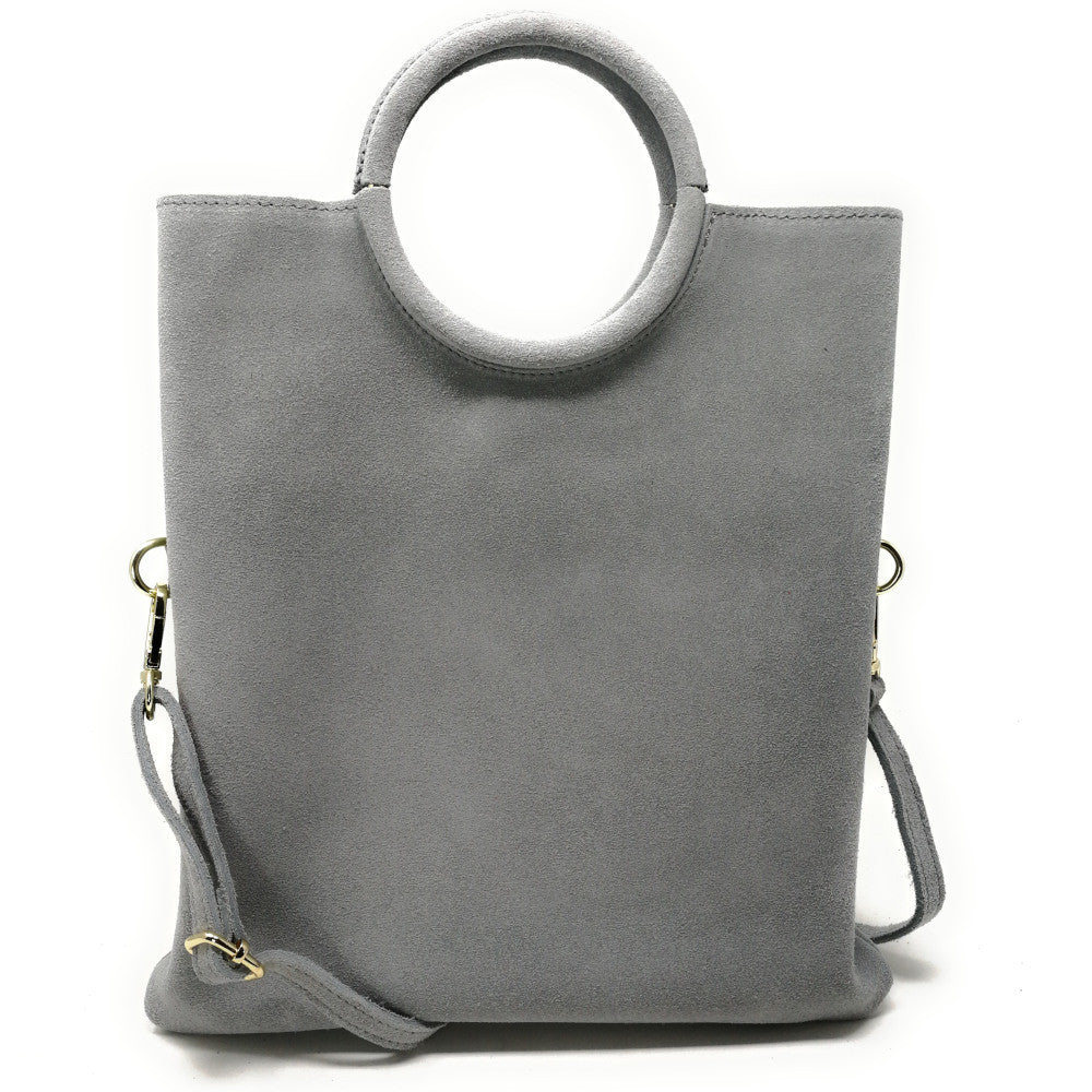 Sac à main en croûte de cuir CHARLOTTE Gris clair