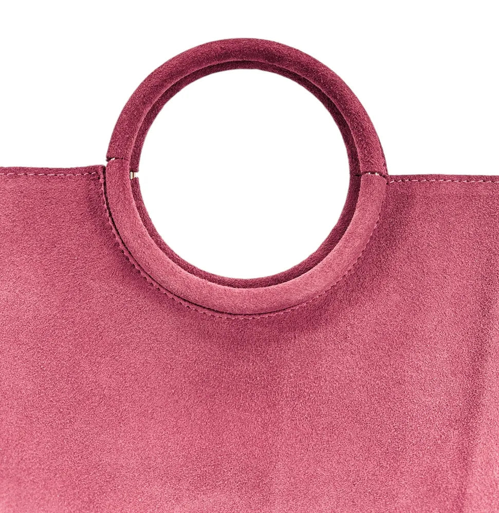 Sac à main en croûte de cuir CHARLOTTE Rose intense