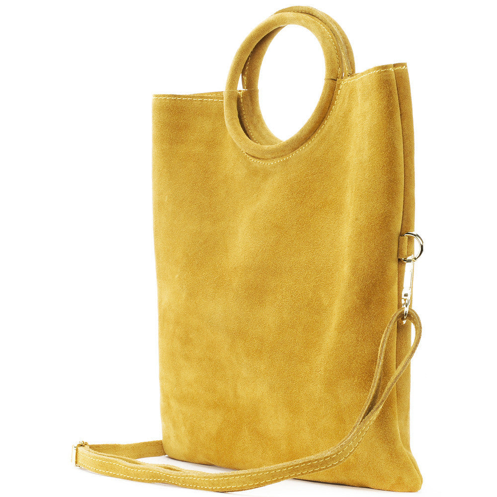 Sac à main en croûte de cuir CHARLOTTE Jaune Moutarde