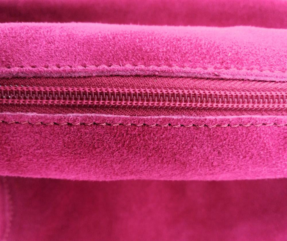 Sac à main en croûte de cuir CHARLOTTE Rose fuchsia