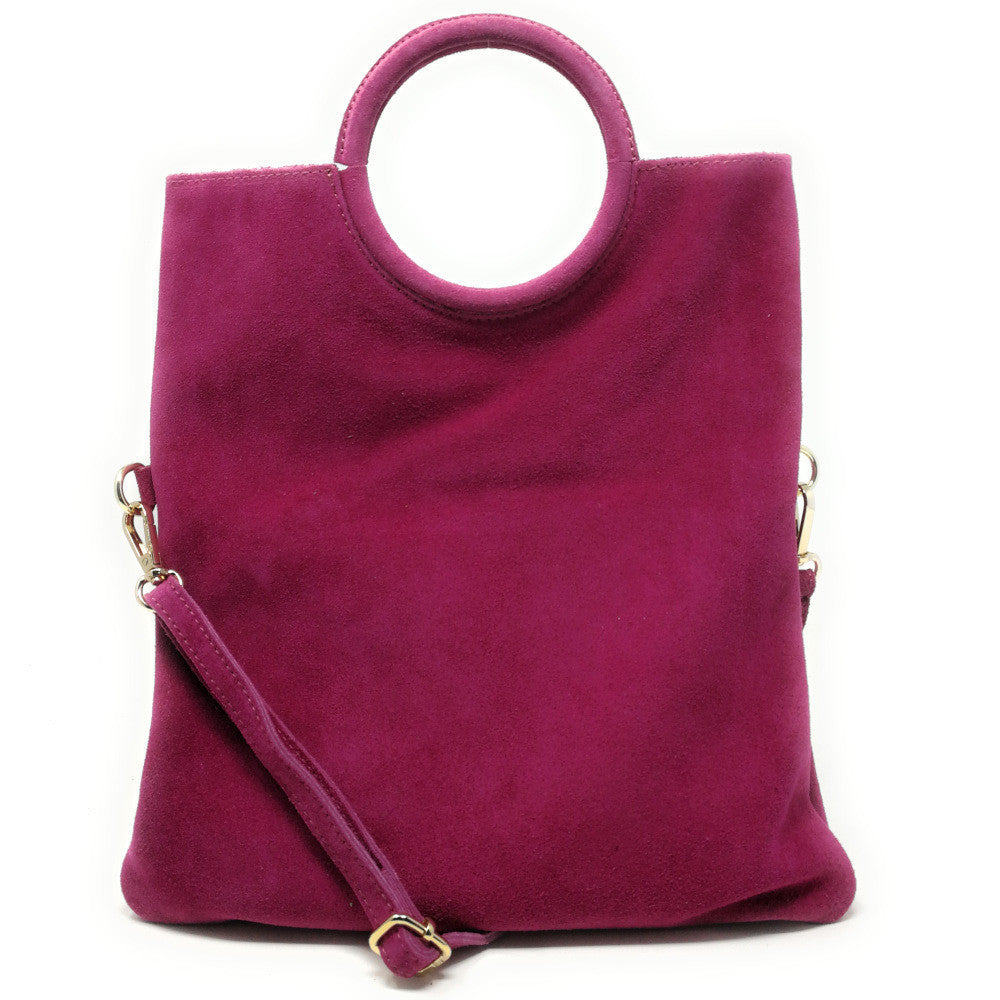 Sac à main en croûte de cuir CHARLOTTE Rose fuchsia
