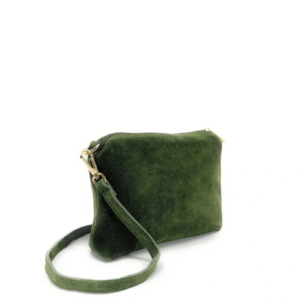 Sac à main en croûte de cuir CHARLOTTE Vert forêt