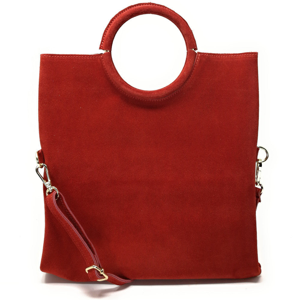 Sac à main en croûte de cuir CHARLOTTE Rouge garance