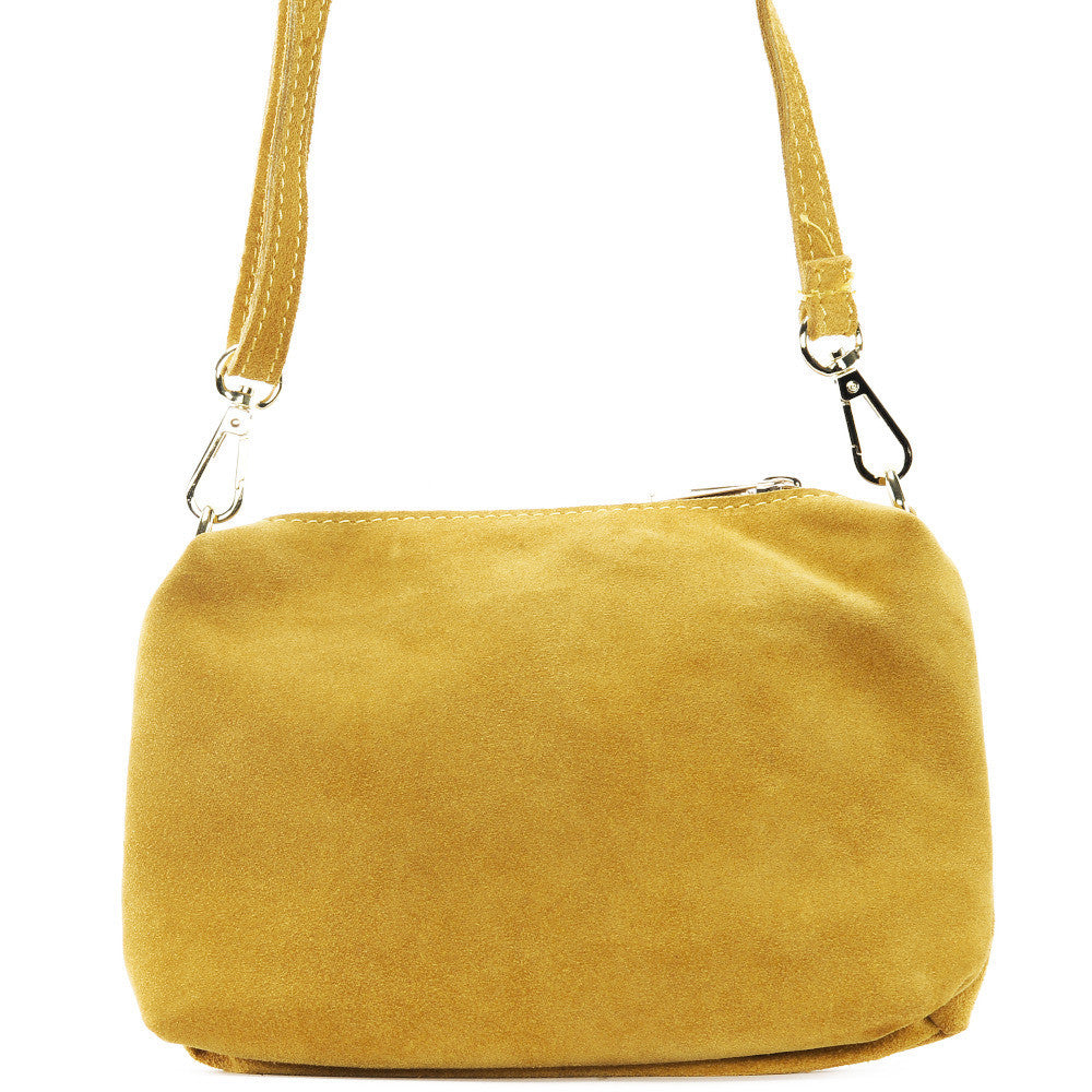 Sac à main en croûte de cuir CHARLOTTE Jaune Moutarde