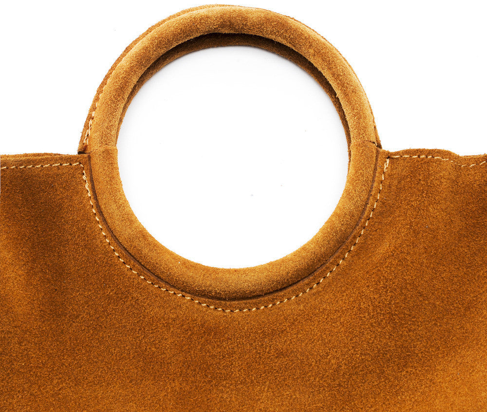 Sac à main en croûte de cuir CHARLOTTE Cognac foncé