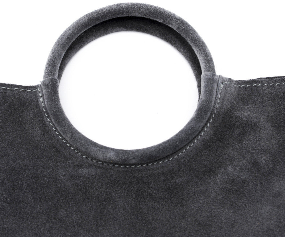 Sac à main en croûte de cuir CHARLOTTE Gris foncé