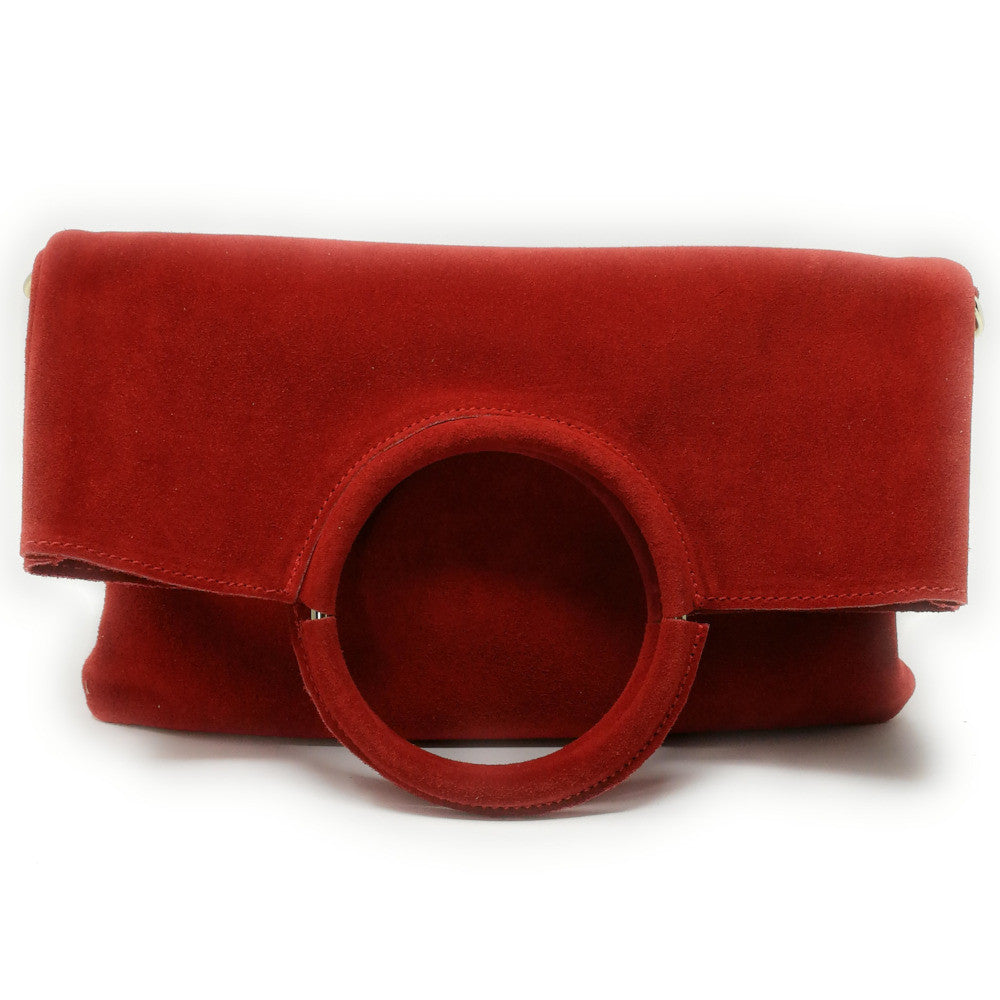 Sac à main en croûte de cuir CHARLOTTE Rouge garance